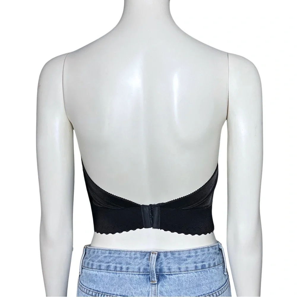 Vintage 80s Black Lace Lingerie Corset Bustier XS 34B Whimsigoth Gothic Coquette - Picture 4 of 8